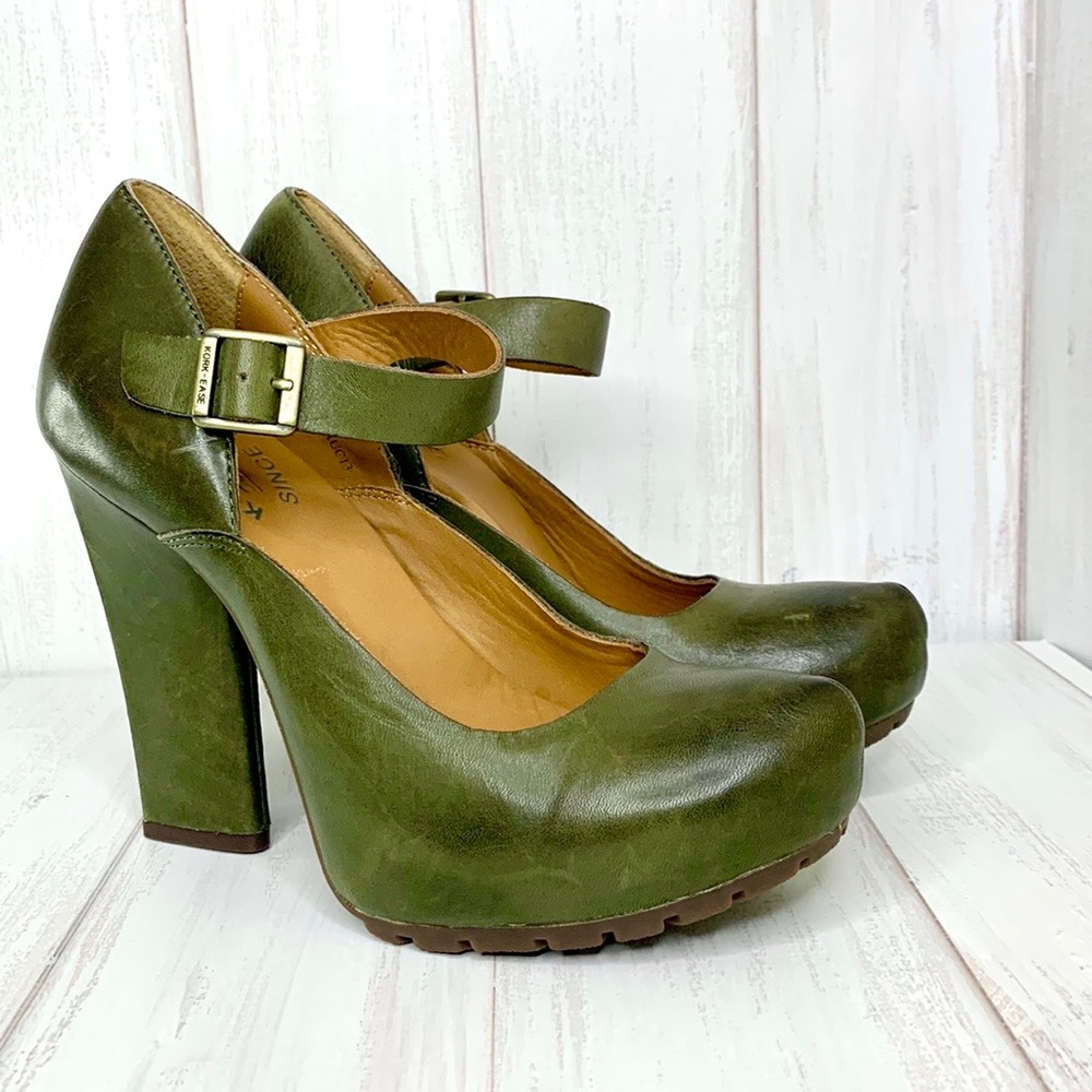 Kork-Ease Olive Green Leather Priscilla Heel NWOB